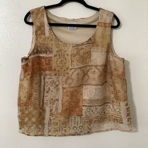 Vintage 90s Tan Fairycore Fairy Grunge Bohemian Hippie Patchwork Blouse Size 18